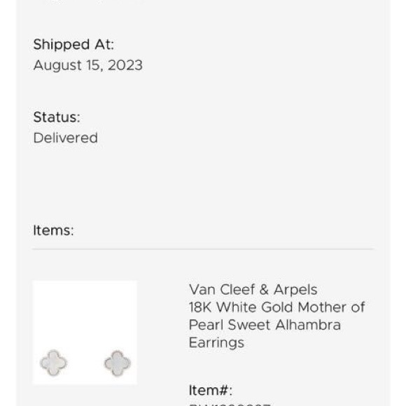 SOLD Van Cleef & Arpels Sweet Alhambra Mother of Pearl White Gold Earrings - Picture 6 of 7